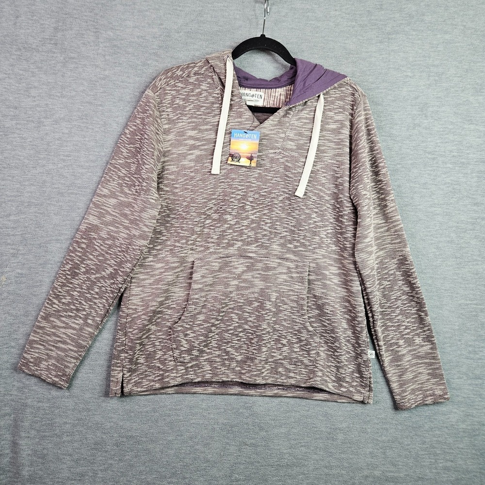 Hang Ten Women's Hoodie Size M Purple Space Dye Pullover Long Sleeve Sweatshirt